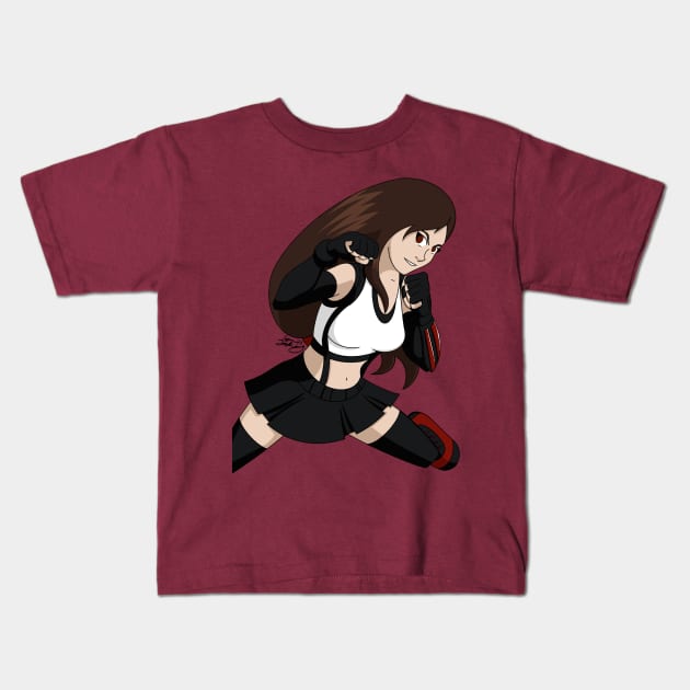 Tifa Lockhart Kids T-Shirt by Sara Knite